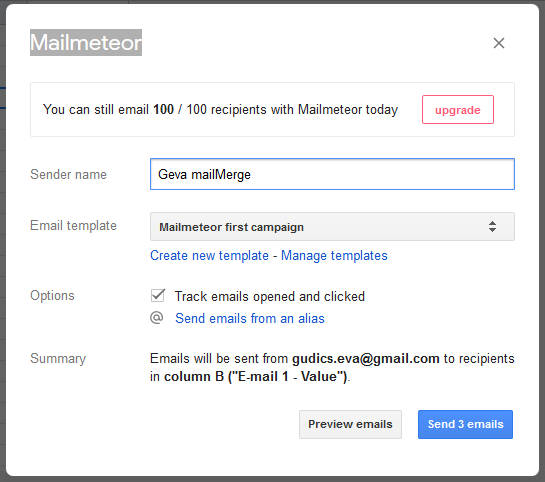 Gmail Merge - körlevél elkészítése, template