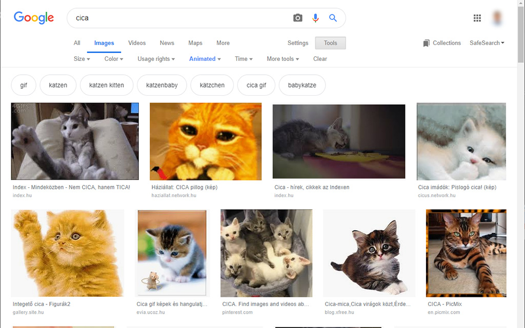 Google képkeresés - animált képek