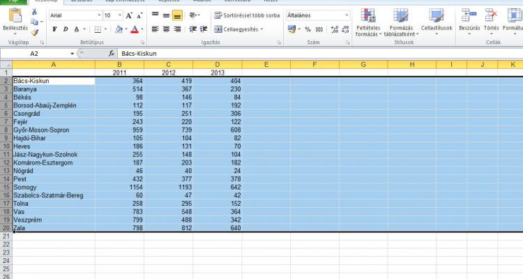 Sormagasság állítás Excel munkafüzetben