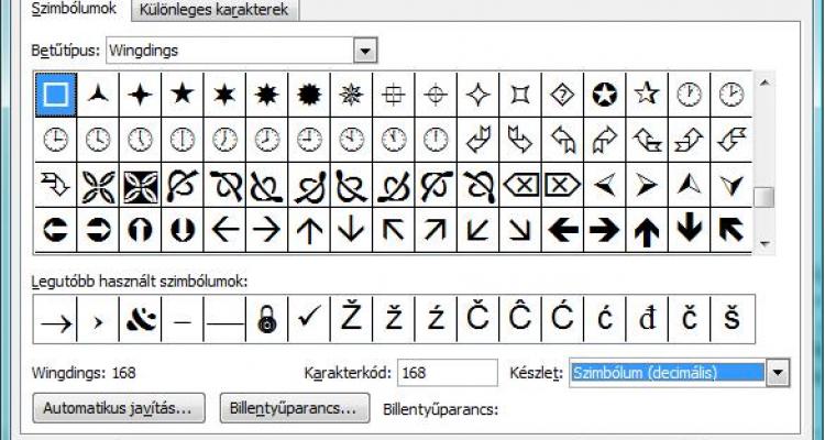 szöveg szimbólumokkal, windings karakter - szimbólum gyűjtemény